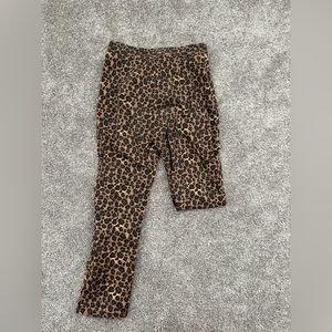 afends, lace up cheetah print, cropped pants size 4.